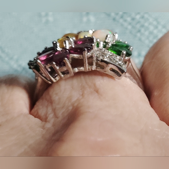 GORGEOUS, NEW MULTI GEMSTONE RING. CHROME DIOPSIDE, OPAL, AMETHYST STERLING .11 - Picture 5 of 7